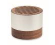 Enceinte sans fil en aluminium recyclé avec détails en noyer couleur bois