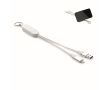 Porte-clés et support pour téléphone avec câbles de charge de 26 cm couleur blanc