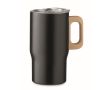 Tasse en acier inoxydable recyclé avec anse en bois 350 ml couleur noir
