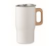 Tasse en acier inoxydable recyclé avec anse en bois 350 ml couleur blanc