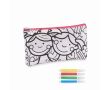 Trousse pour crayons avec motifs à colorier avec feutres couleur rose