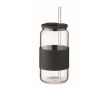 Verre en borosilicate avec paille assortie et bande en silicone 550ml couleur noir