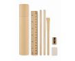 Étui en papier cylindrique avec set complet d’écriture couleur beige