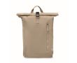Sac à dos à roll-top en coton recyclé avec fermeture éclair frontale couleur kaki