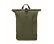 Sac à dos à roll-top en coton recyclé avec fermeture éclair frontale couleur vert militaire
