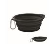 Assiette pliable pour manger ou boire avec mousqueton pour animaux couleur noir