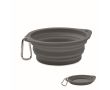 Assiette pliable pour manger ou boire avec mousqueton pour animaux couleur gris foncé