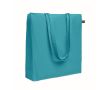 Sac de courses en coton Fairtrade avec soufflet 180 g/m² couleur turquoise