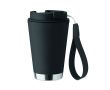 Verre à double paroi à emporter avec sangle RPET 300 ml couleur noir