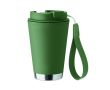 Verre à double paroi à emporter avec sangle RPET 300 ml couleur vert foncé