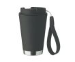 Verre à double paroi à emporter avec sangle RPET 300 ml couleur noir