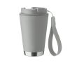 Verre à double paroi à emporter avec sangle RPET 300 ml couleur gris