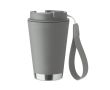 Verre à double paroi à emporter avec sangle RPET 300 ml couleur gris foncé