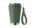 Verre à double paroi à emporter avec sangle RPET 300 ml couleur vert foncé