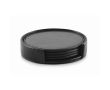 Set de 4 sous-verres avec support assorti en similicuir couleur noir