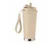 Gobelet de 500ml en inox recyclé avec couvercle et paille 2 en 1 couleur beige