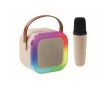 Set pour karaoké avec haut-parleur de style vintage à LED et micro couleur beige