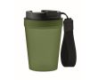 Gobelet anti-fuite avec sangle en polyester RPET 300ml couleur vert foncé