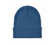 Bonnet classique en polyester avec ourlet taille unique couleur bleu