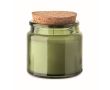 Bougie en cire végétale parfumée à la vanille avec un couvercle liège couleur vert