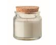 Bougie en cire végétale parfumée à la vanille avec un couvercle liège couleur beige