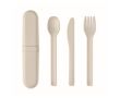 Set de 3 couverts réutilisables et et écologiques avec étui assorti couleur beige