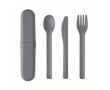 Set de 3 couverts réutilisables et et écologiques avec étui assorti couleur noir mat