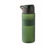 Bouteille RPET avec bouchon rabattable et paille incluse 500ml couleur vert foncé