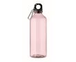 Bouteille translucide en RPET avec bouchon et mousqueton 500 ml couleur rose transparent