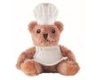 Ours en peluche en polyester cuisinier avec toque et tablier couleur blanc