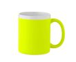 Tasse en céramique finition mate avec bord blanc 300 ml couleur jaune fluorescent