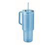 Gobelet portable translucide en RPET avec couvercle et paille 1,2 L couleur bleu clair transparent