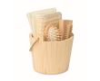 Coffret de bain avec accessoires de soin du corps couleur bois