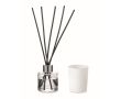 Coffret aromatique avec diffuseur de parfum et bougie en cire végétale couleur blanc cassé