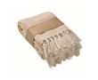 Plaid à franges en coton recyclé présenté avec un ruban 400 g/m² couleur blanc/gris