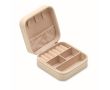 Boîte à bijoux de voyage en PU et velours avec 3 compartiments couleur beige