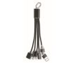 Porte-clés en aluminium avec câble 5 en 1 et différentes prises couleur noir