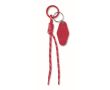Porte-clés en corde tressée en polyester avec étiquette et anneau couleur rouge