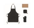 Set de cuisine en coton recyclé avec coutures matelassées 180 g/m² couleur noir