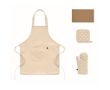 Set de cuisine en coton recyclé avec coutures matelassées 180 g/m² couleur beige