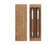 Set d’écriture en bois avec stylo à bille à encre bleue et porte-mines couleur bois