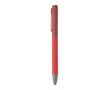 Stylo en aluminium recyclé à mécanisme rotatif et finition caoutchouc couleur rouge