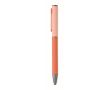 Stylo en aluminium recyclé à mécanisme rotatif et finition caoutchouc couleur orange