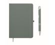 Set de carnet A5 en PU avec stylo bleu et pages lignées couleur noir mat