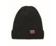 Bonnet unisexe avec doublure polaire, ourlet et taille unique couleur noir