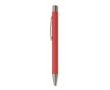 Stylo en aluminium recyclé avec finition caoutchoutée et encre bleue couleur rouge