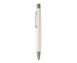 Stylo en aluminium recyclé avec finition caoutchoutée et encre bleue couleur blanc cassé