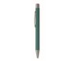 Stylo en aluminium recyclé avec finition caoutchoutée et encre bleue couleur vert