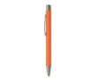 Stylo en aluminium recyclé avec finition caoutchoutée et encre bleue couleur orange