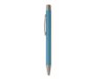Stylo en aluminium recyclé avec finition caoutchoutée et encre bleue couleur turquoise